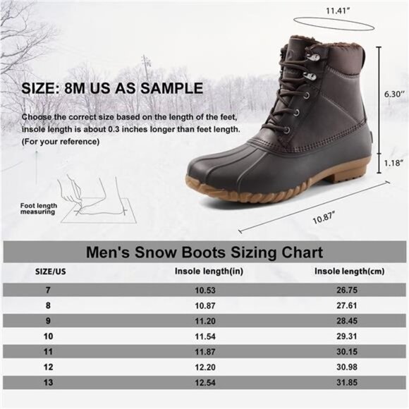 Men\'s Duck Boot | Waterproof Shell | Fur Lined Insulated Winter Snow Boot
